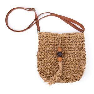 Small Beach Straw Purse Woven Raffia Crossbody Shoulder Bag T_T